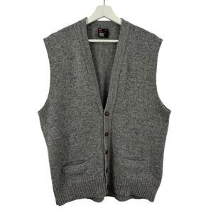 Robert Bruce Men’s Wool Blend Grey Button Down Vest Side 2X